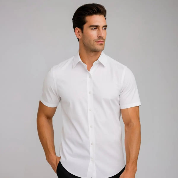 Camicia Aderente a Maniche Corte