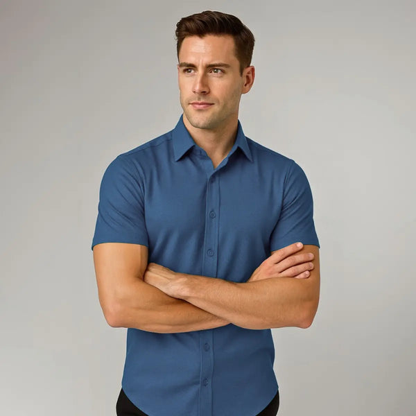 Camicia Aderente a Maniche Corte